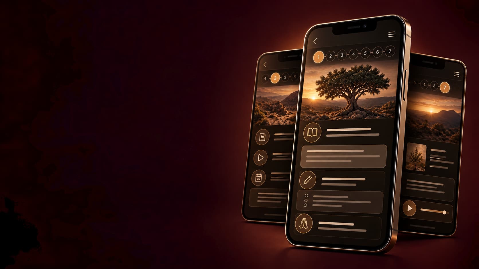 Três celulares mostrando o app do Método do Zimbreiro